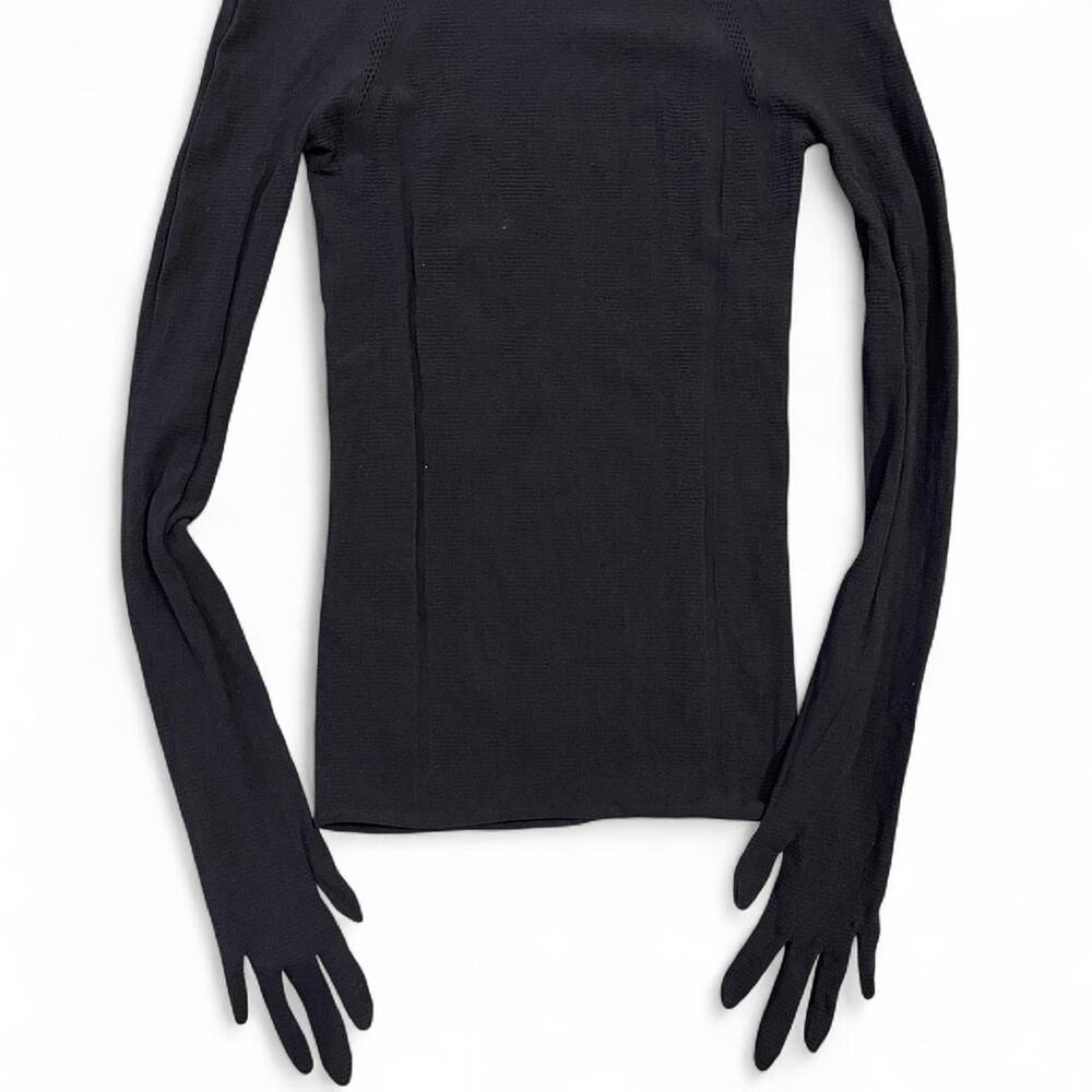 Black mesh long sleeve top